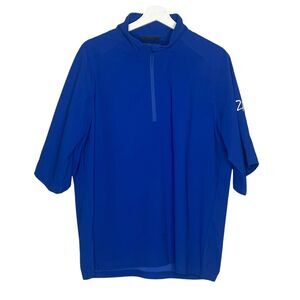 Zero Restriction Tour Series 1/4 Zip Shirt Mens Medium Blue Stretch Short Sleeve